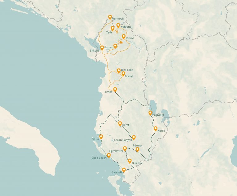 Rondreis Albanië | Routekaart