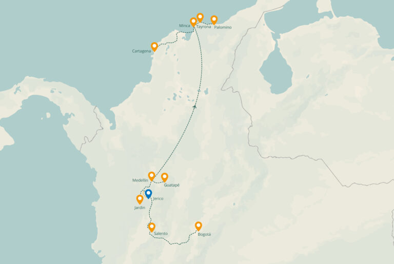 Reisroute Colombia in 3 of 4 weken reisprint